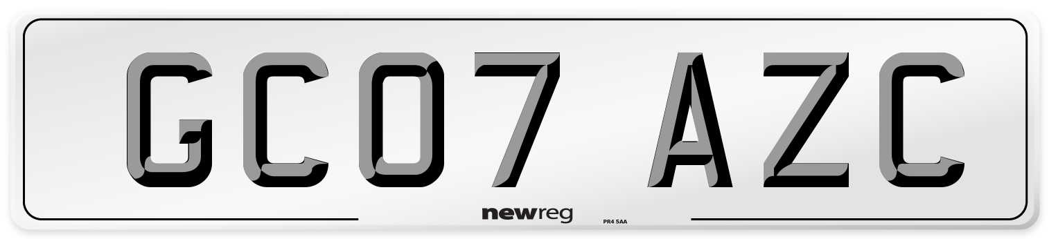 GC07 AZC Number Plate from New Reg